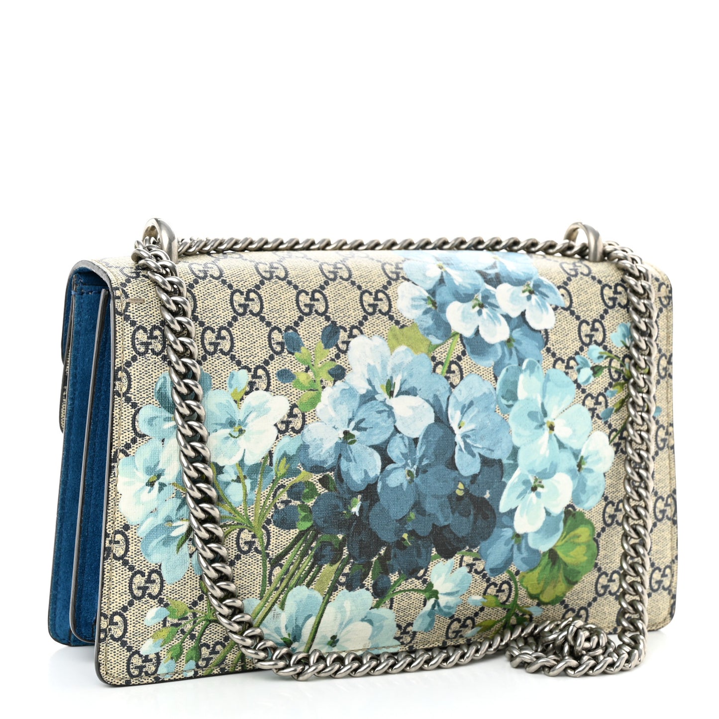 GG Supreme Monogram Blooms Small Dionysus Shoulder Bag Beige Navy Vintage Blue