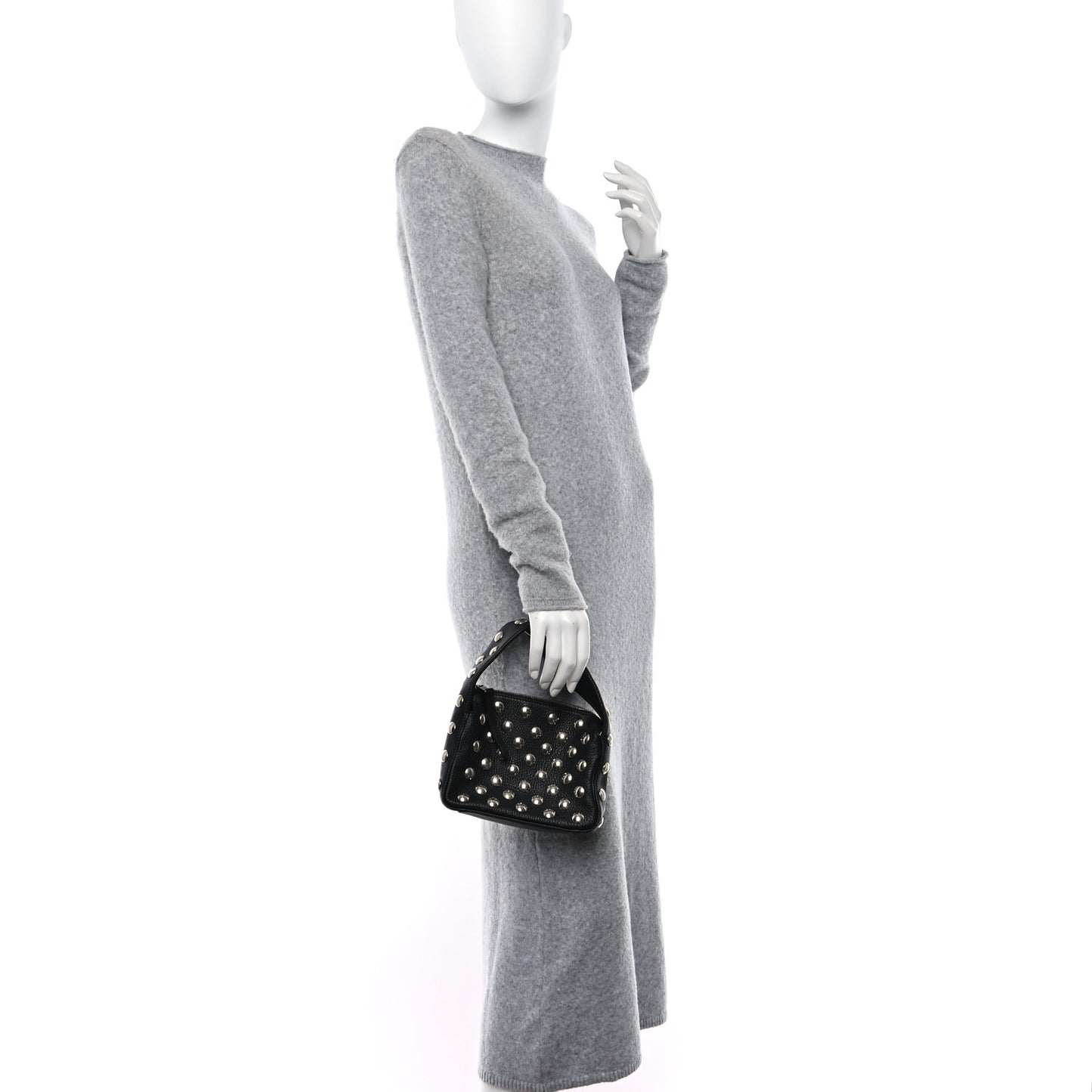 Pebbled Sport Calfskin Studded Small Elena Black