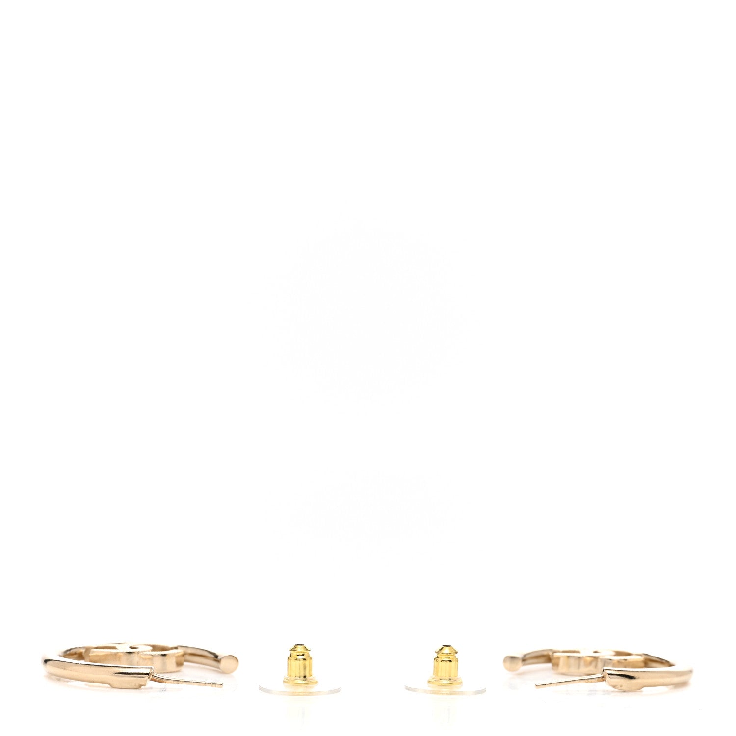 Chanel Metal Textured CC Hoop Earrings Gold 3 of 5