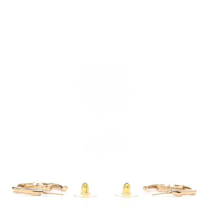 Chanel Metal Textured CC Hoop Earrings Gold 3 of 5