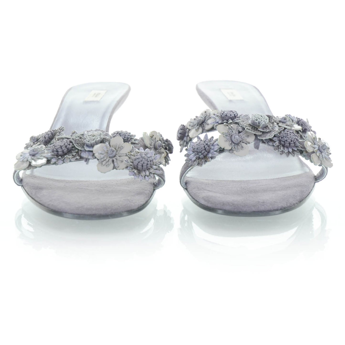 Suede Floral Pumps 39.5 Purple