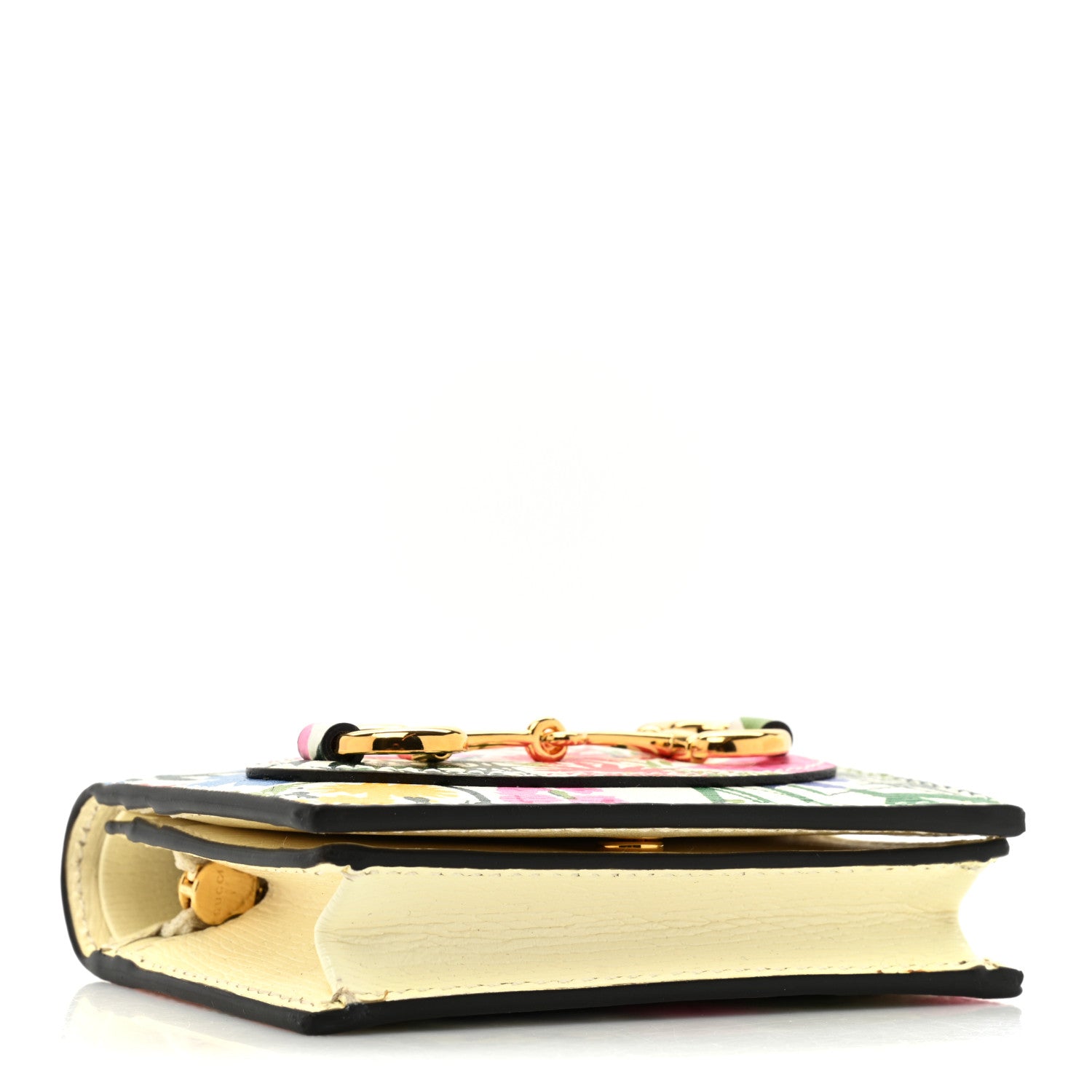 Gucci X KEN SCOTT New Shangai Calfskin Jardin D'Avril Floral Print Horsebit 1955 Card Case Wallet Ivory Pink 4 of 15