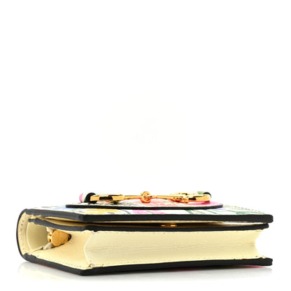 Gucci X KEN SCOTT New Shangai Calfskin Jardin D'Avril Floral Print Horsebit 1955 Card Case Wallet Ivory Pink 4 of 15