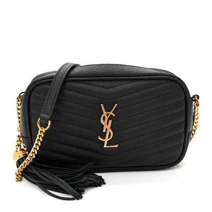 Saint Laurent Grain De Poudre Matelasse Monogram Mini Lou Camera Bag Black 1 of 10
