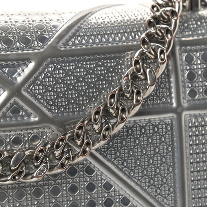 Christian Dior Metallic Patent Micro-Cannage Medium Diorama Flap Bag Silver 15 of 16