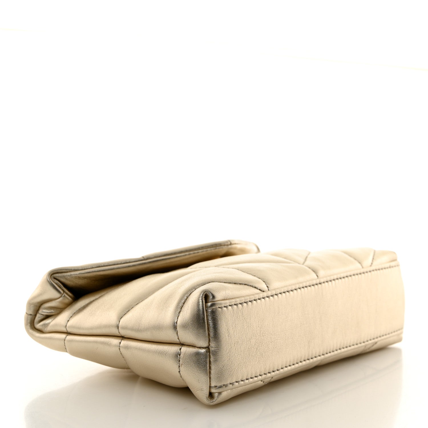 Saint Laurent Metallic Lambskin Monogram Loulou Puffer Pouch Clutch Gold 5 of 8