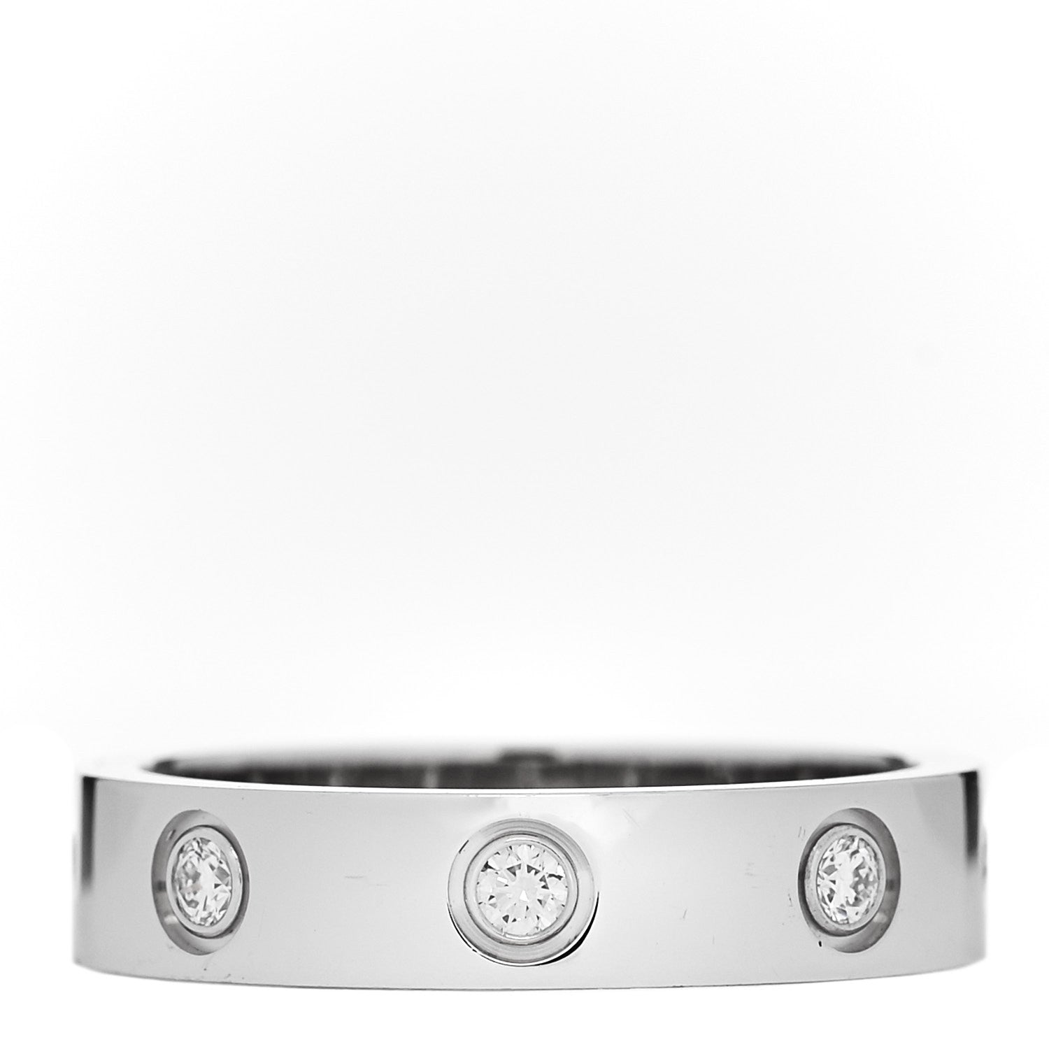 Cartier 18K White Gold 8 Diamond 4mm Wedding Band LOVE Ring 49 5 3 of 4