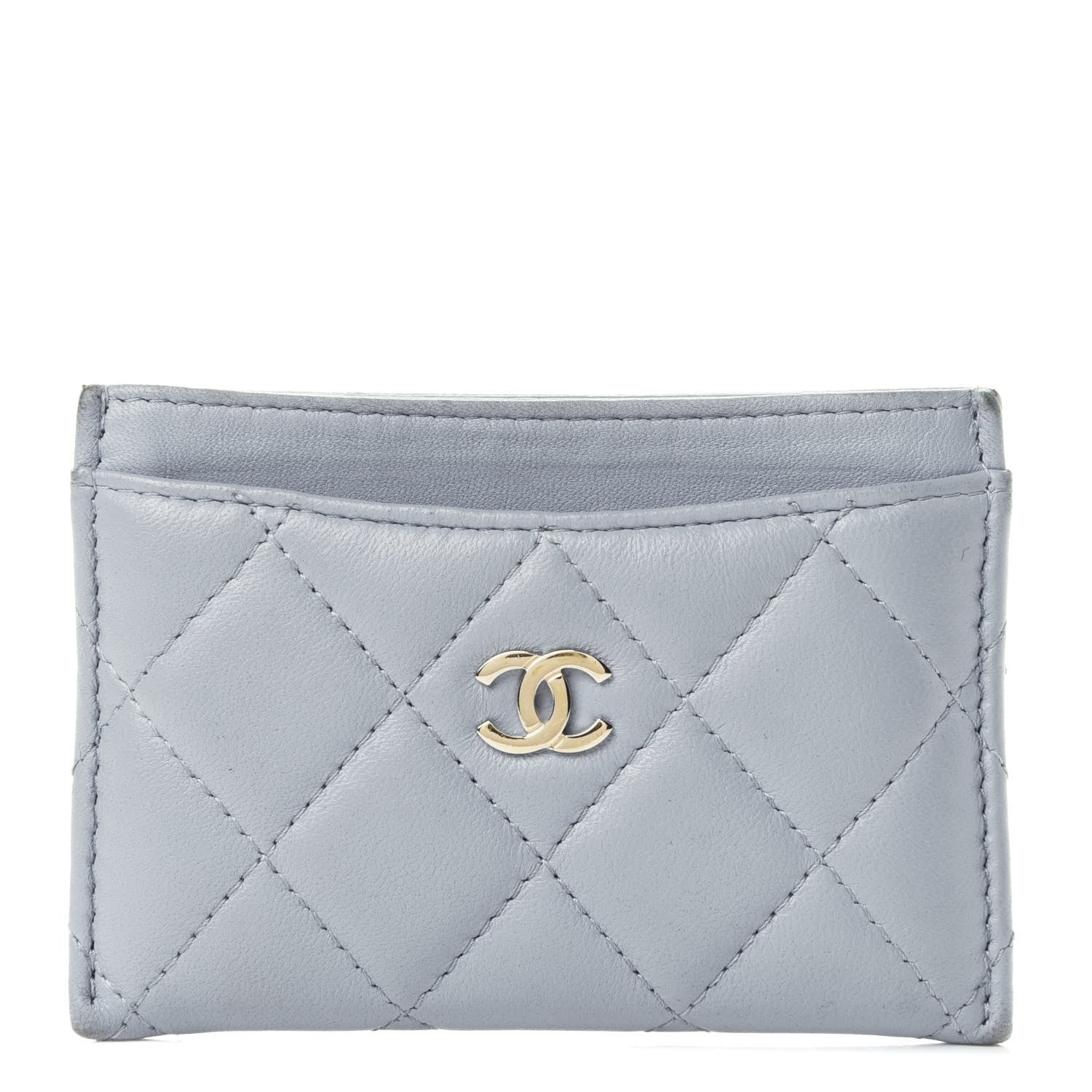 Chanel Lambskin Quilted Card Holder Light Blue 1 of 4
