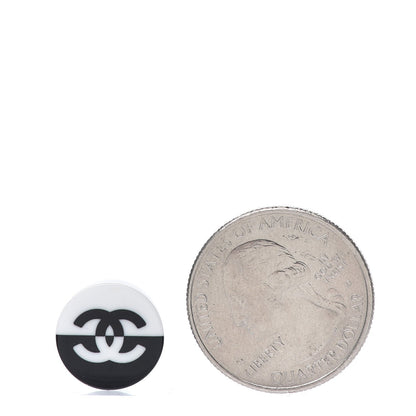 Chanel Resin CC Earrings Black White 2 of 5
