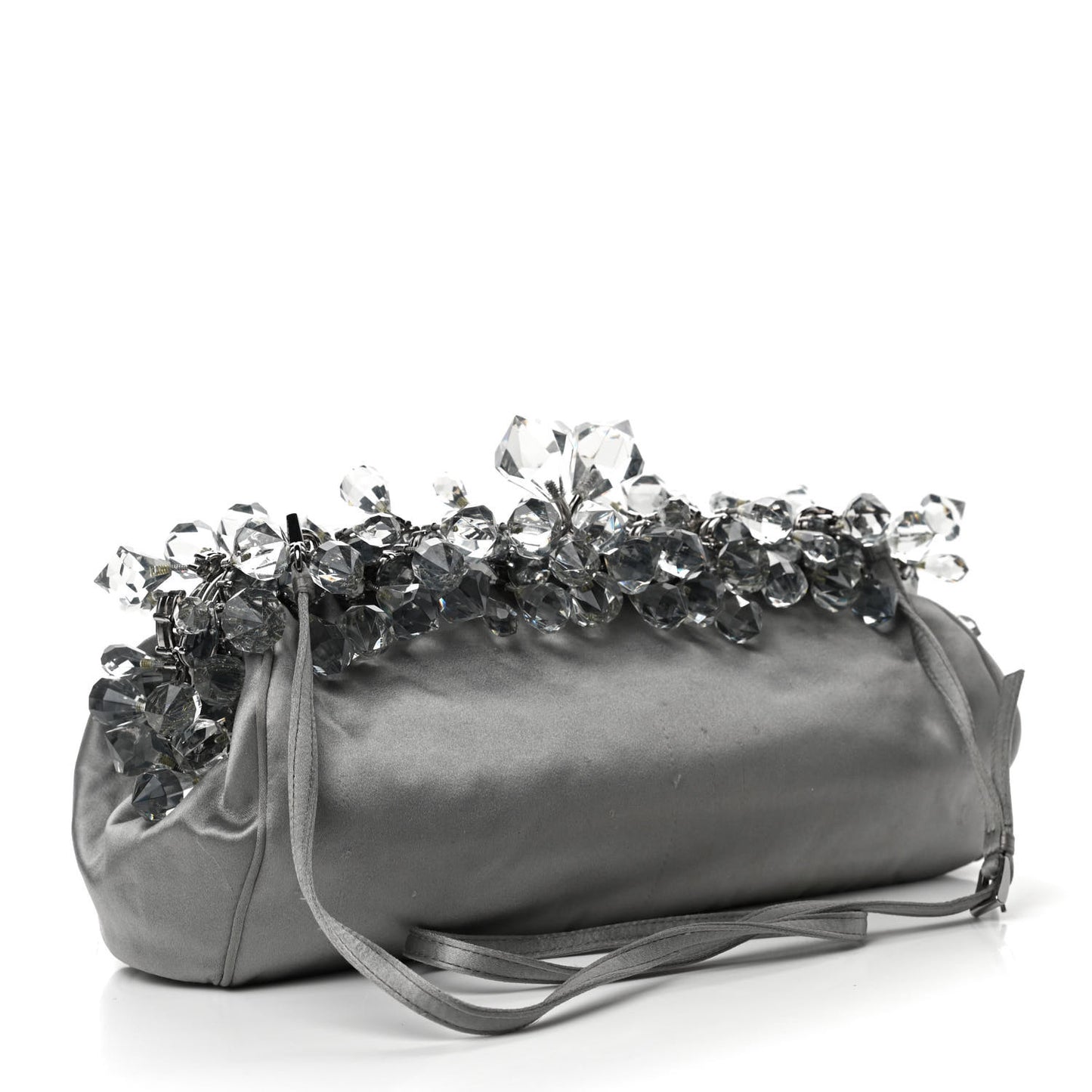 Satin Crystal Clutch Grafite