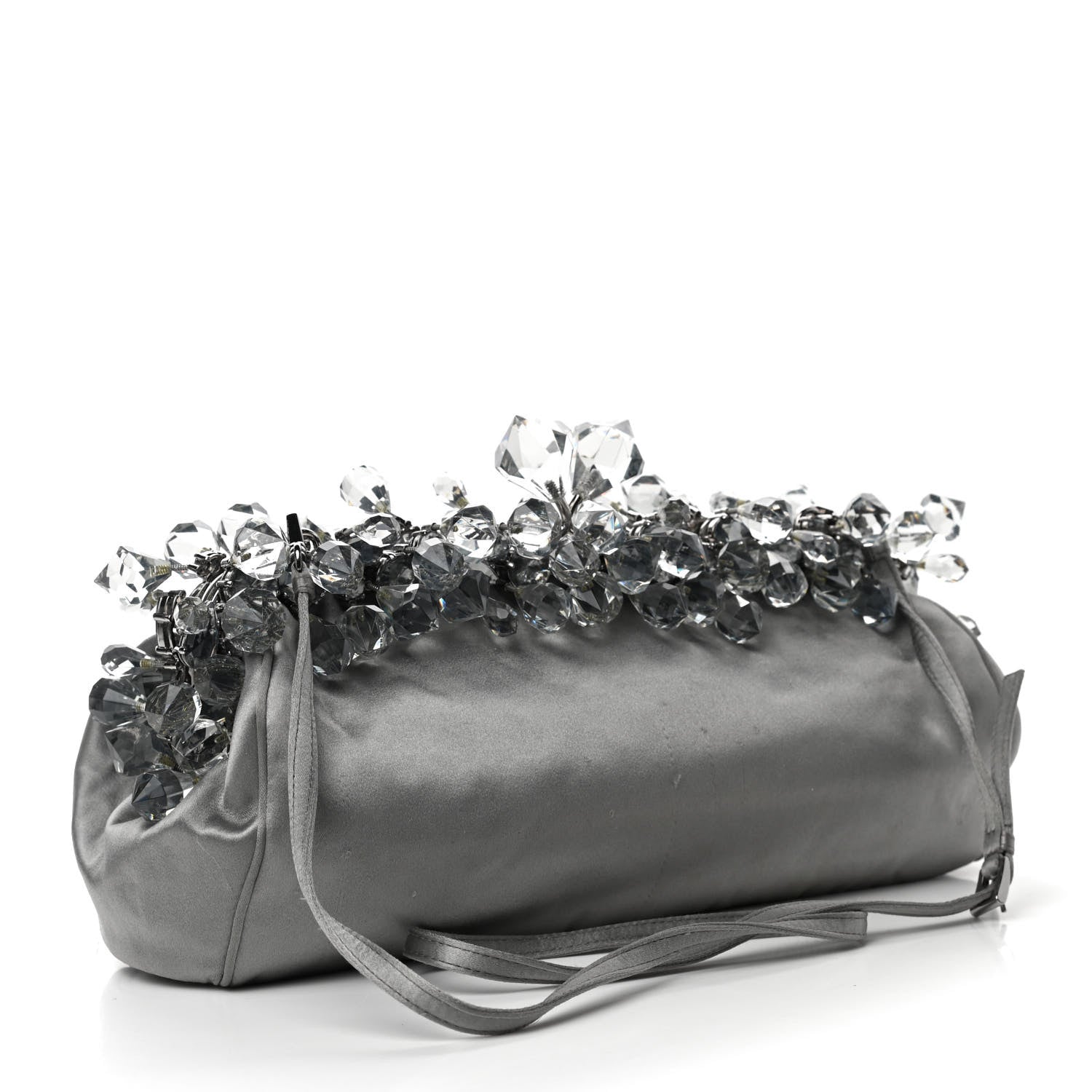 Prada Satin Crystal Clutch Grafite 3 of 13