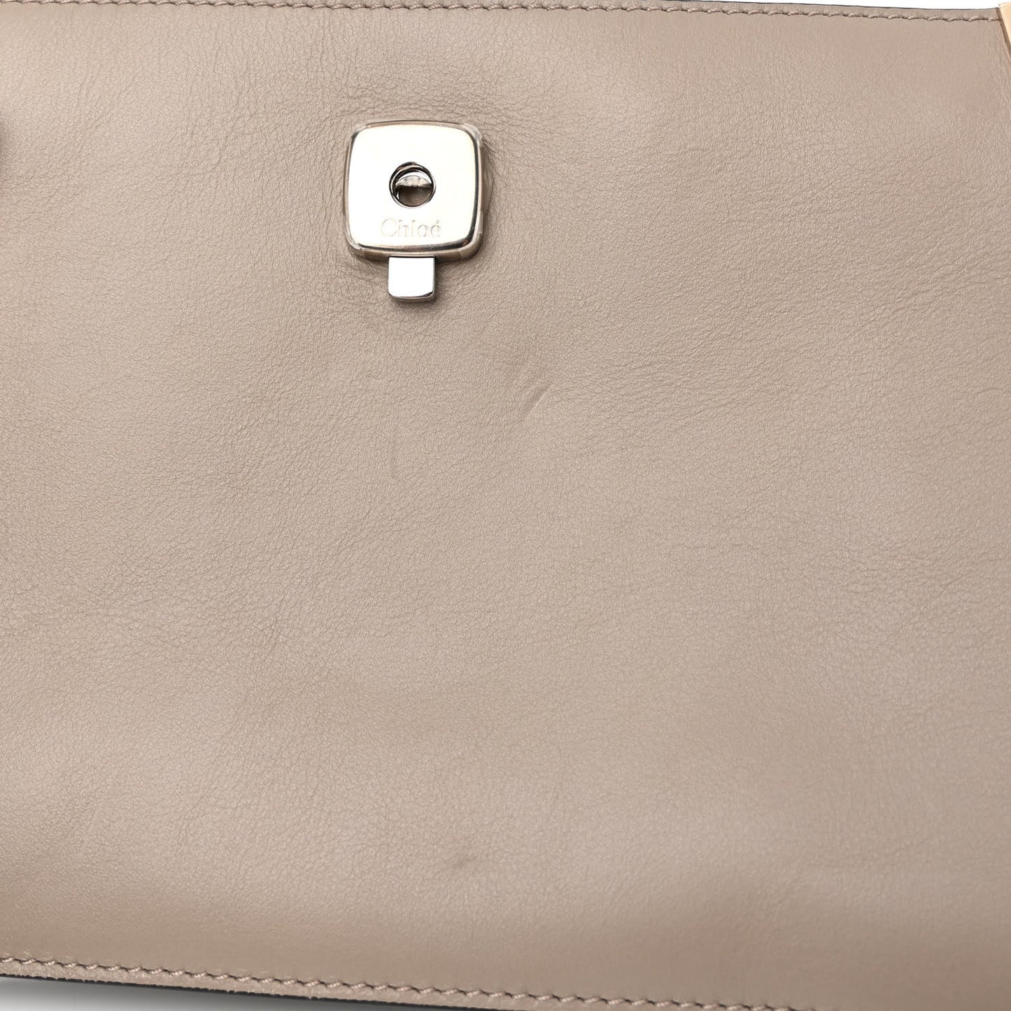 Suede Calfskin Small Faye Top Handle Bag Motty Grey
