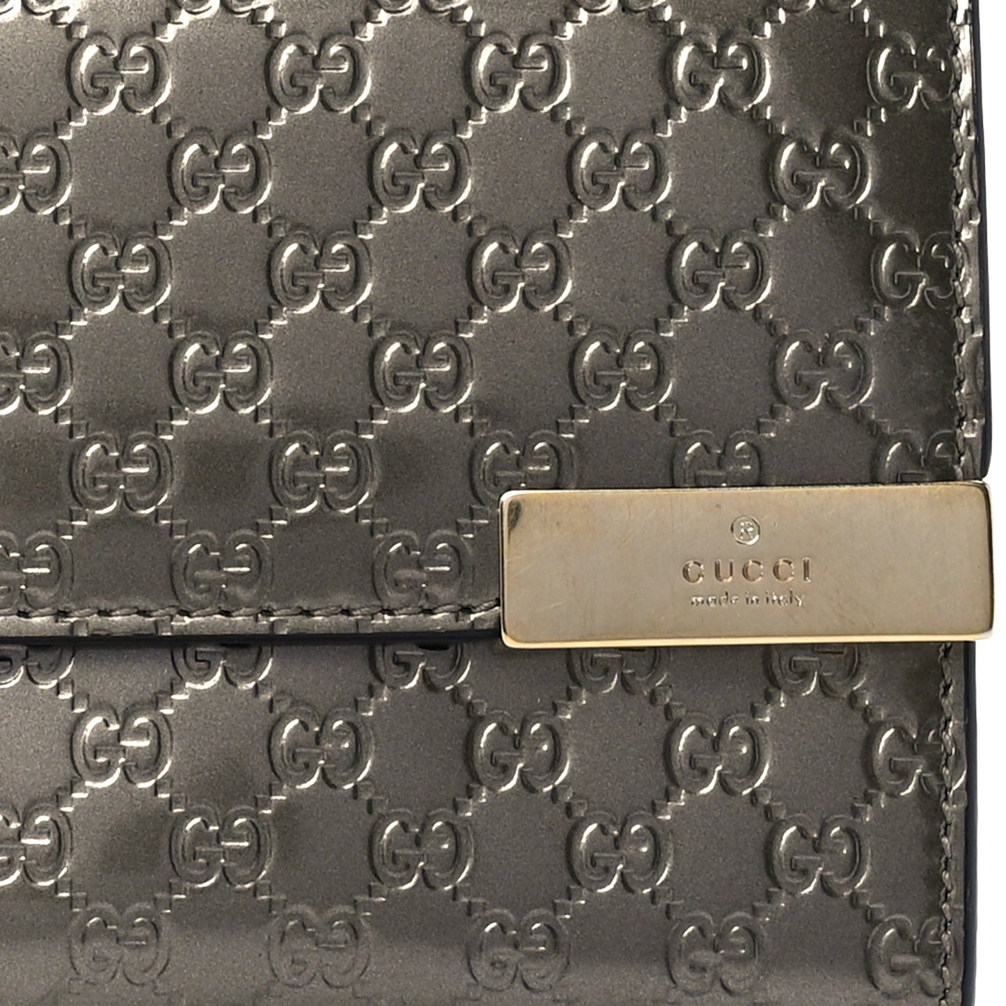 Metallic Microguccissima Dice Continental Wallet Golden Beige