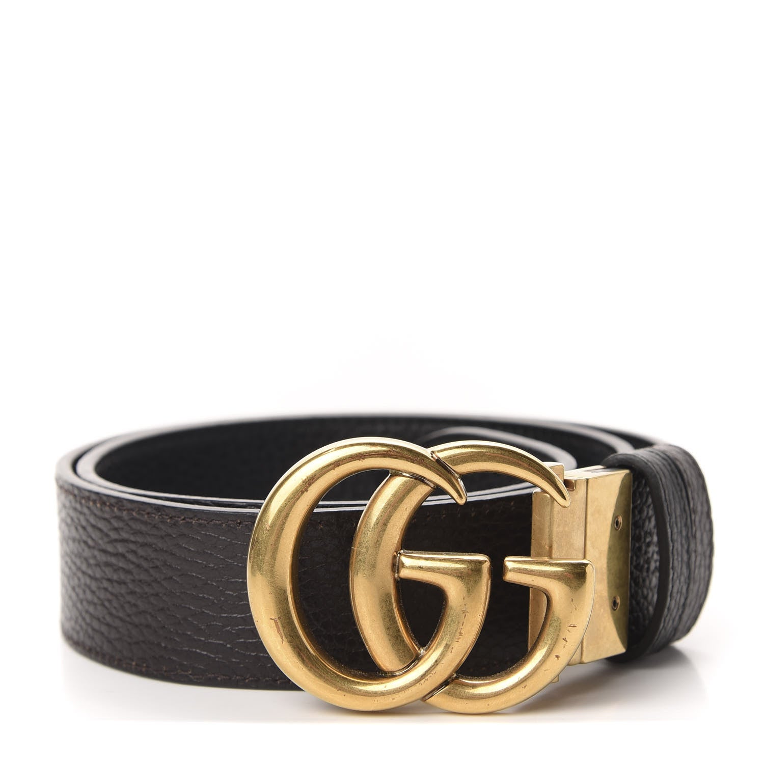 Gucci Calfskin Double G Reversible 37mm Belt 80 32 Black Cocoa 1 of 6