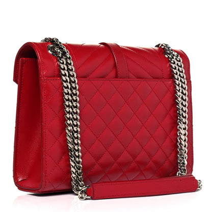 Saint Laurent Grain De Poudre Textured Mixed Matelasse Triquilt Medium Monogram Satchel New Red 3 of 10
