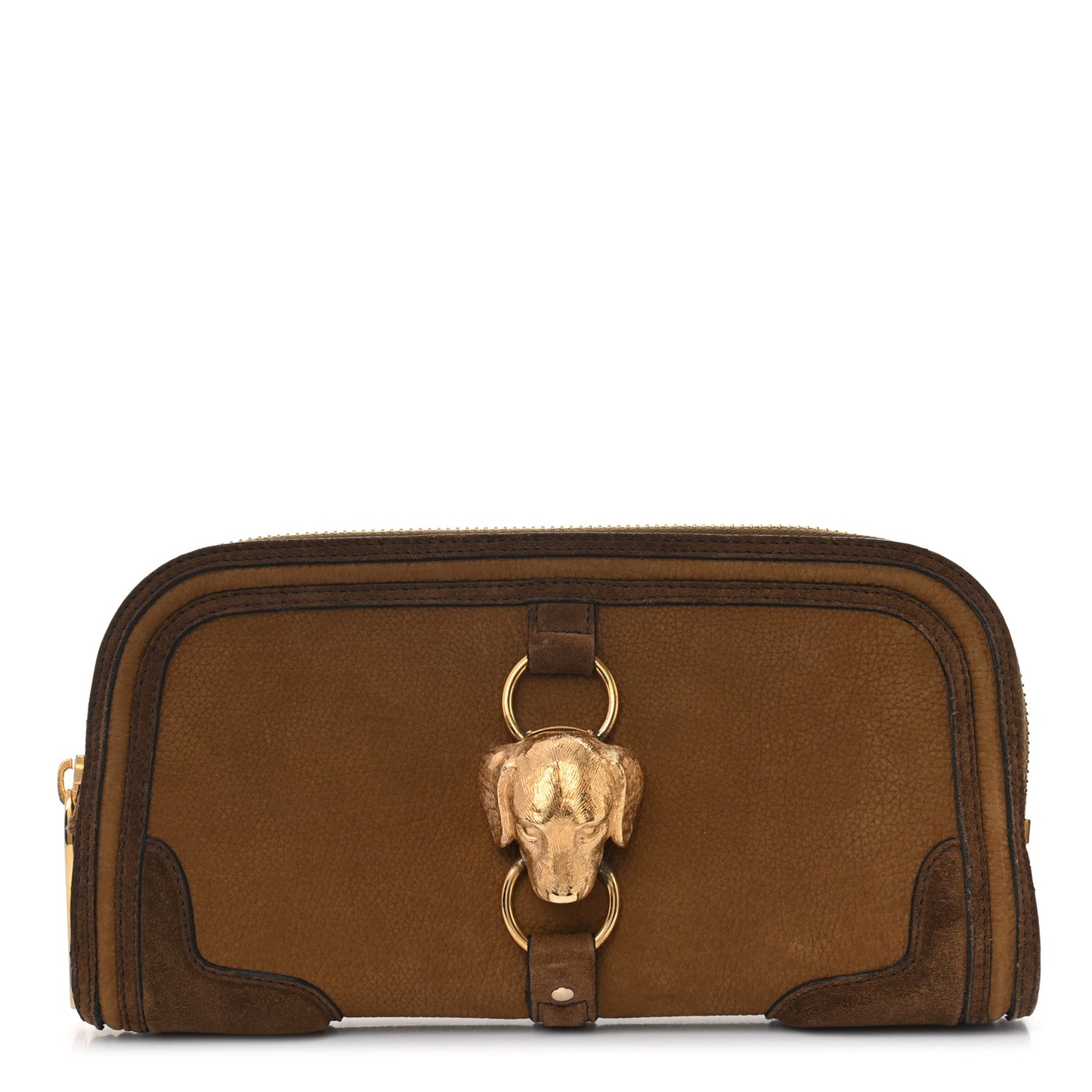 Suede Animal Clutch Brown