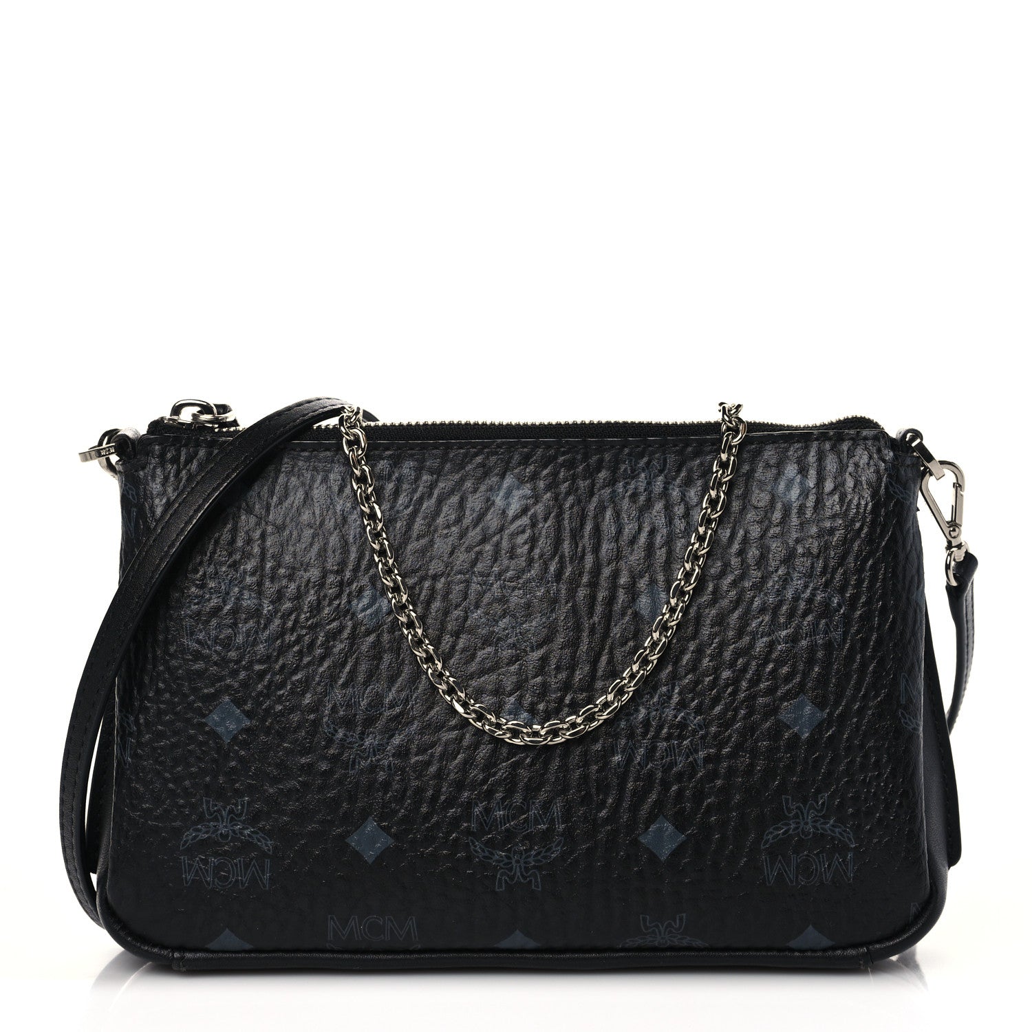MCM Visetos Medium Millie Chain Crossbody Bag Black 1 of 9