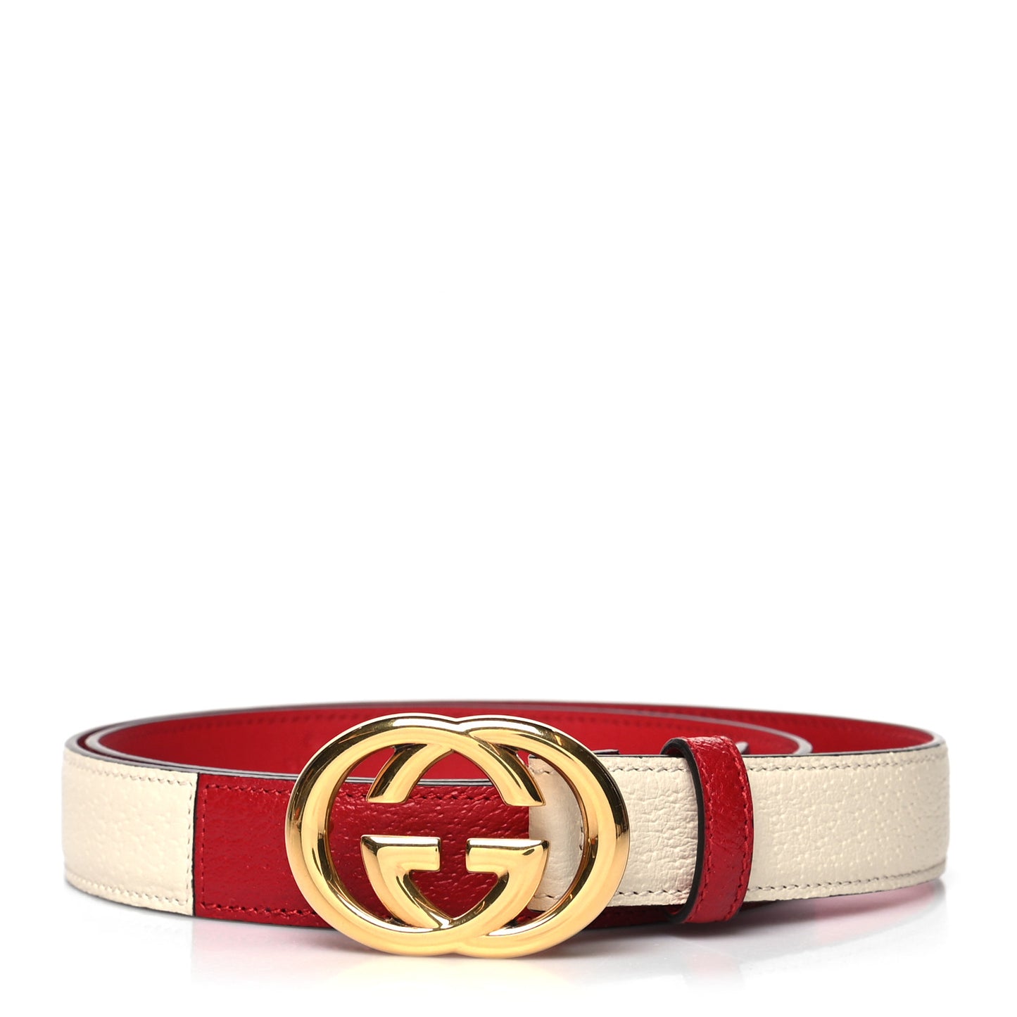 Textured Calfskin Interlocking G 25mm Belt 90 36 Hibiscus Red Mystic White