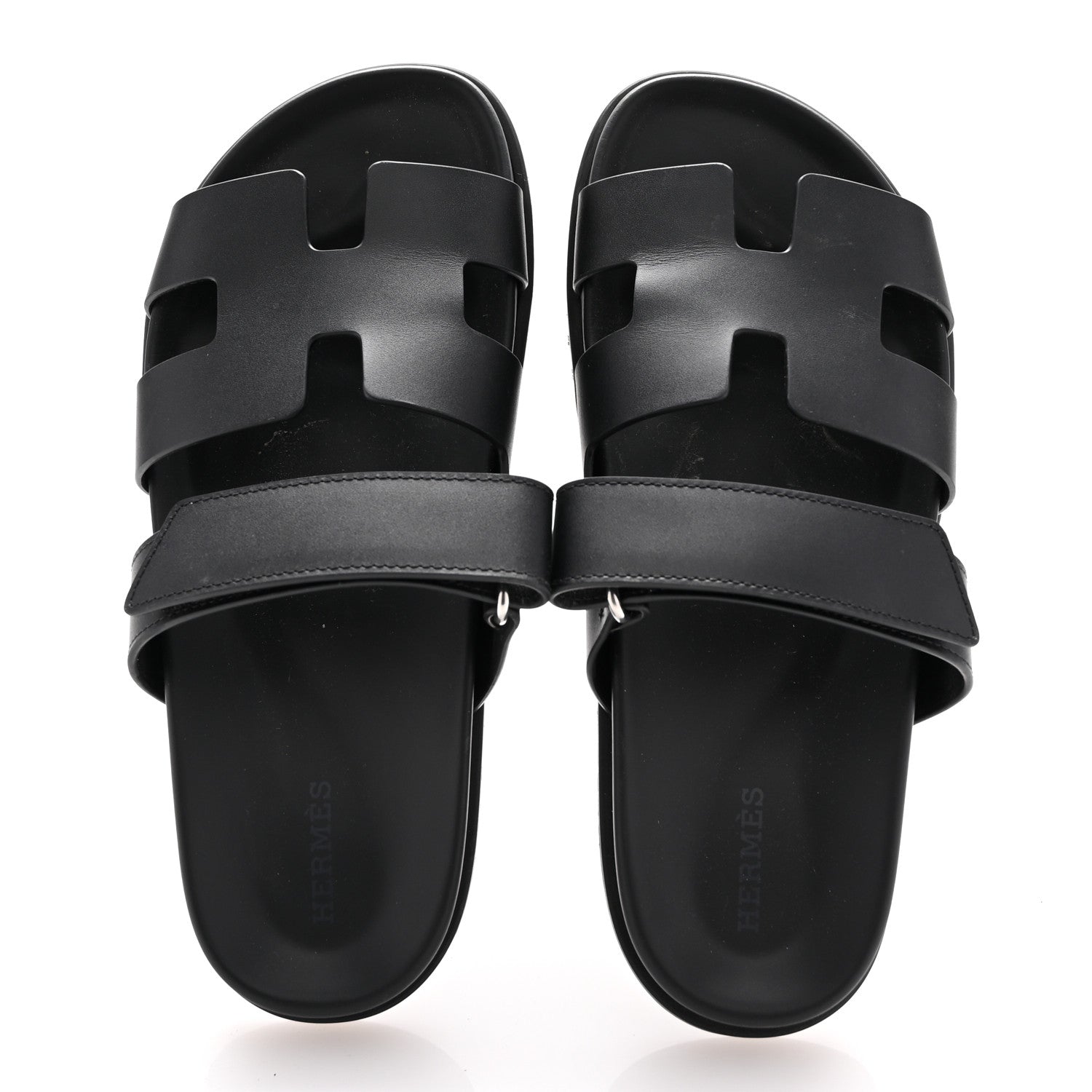 Hermes Calfskin Womens Chypre Sandals 38 Black 2 of 12