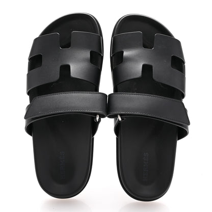 Hermes Calfskin Womens Chypre Sandals 38 Black 2 of 12