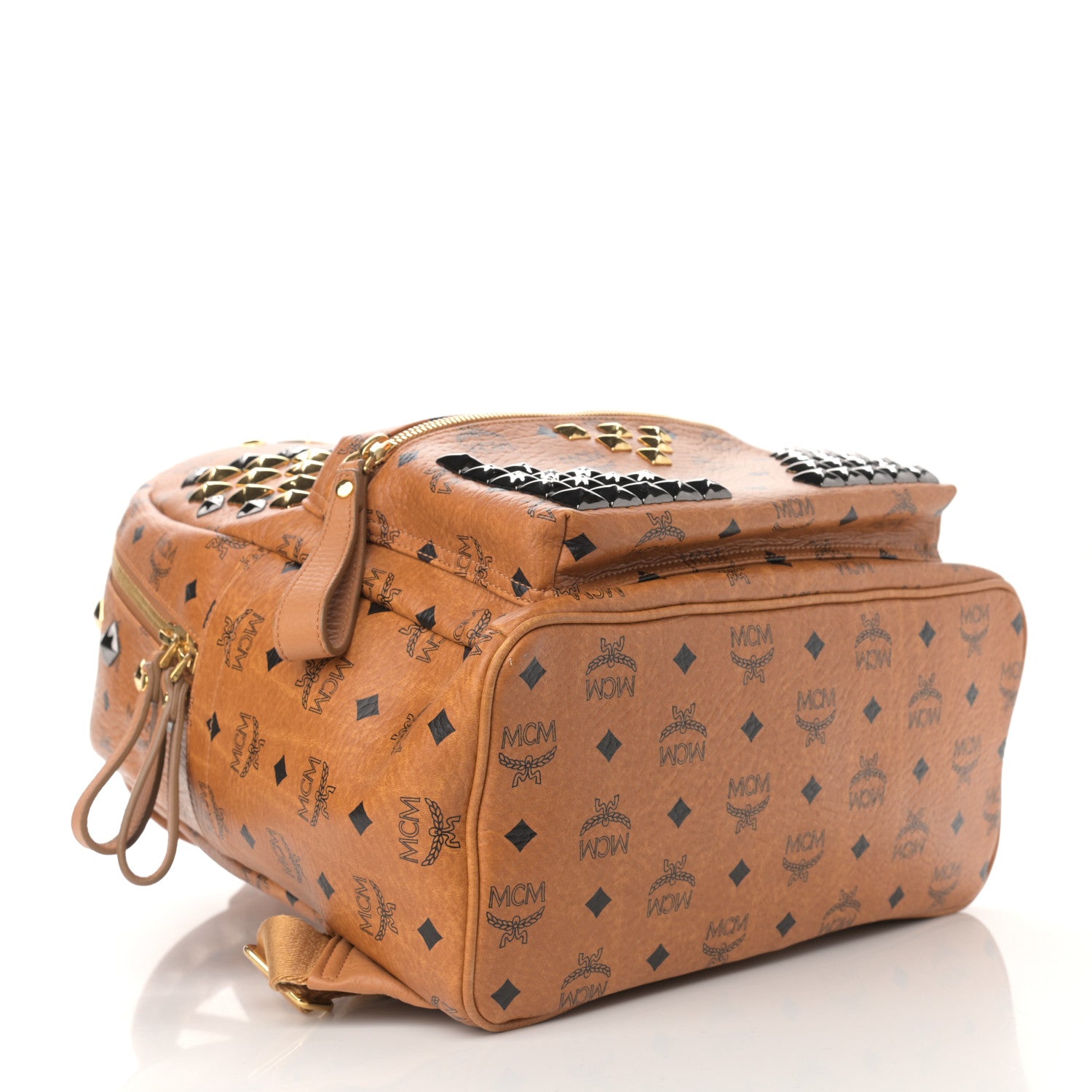 MCM Visetos Studded Medium Stark M Backpack Cognac 4 of 11