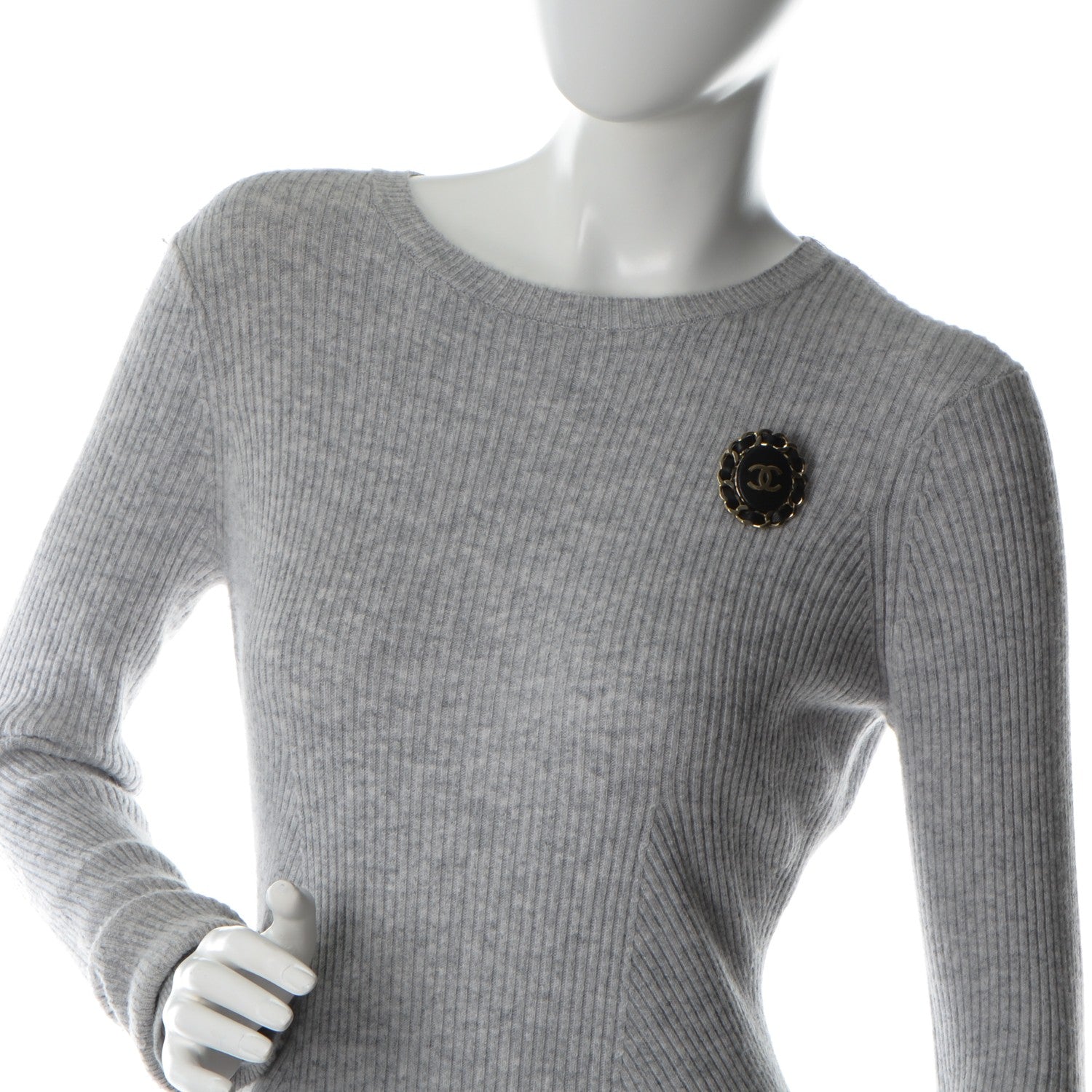 Chanel Lambskin CC Brooch Black Gold 2 of 4