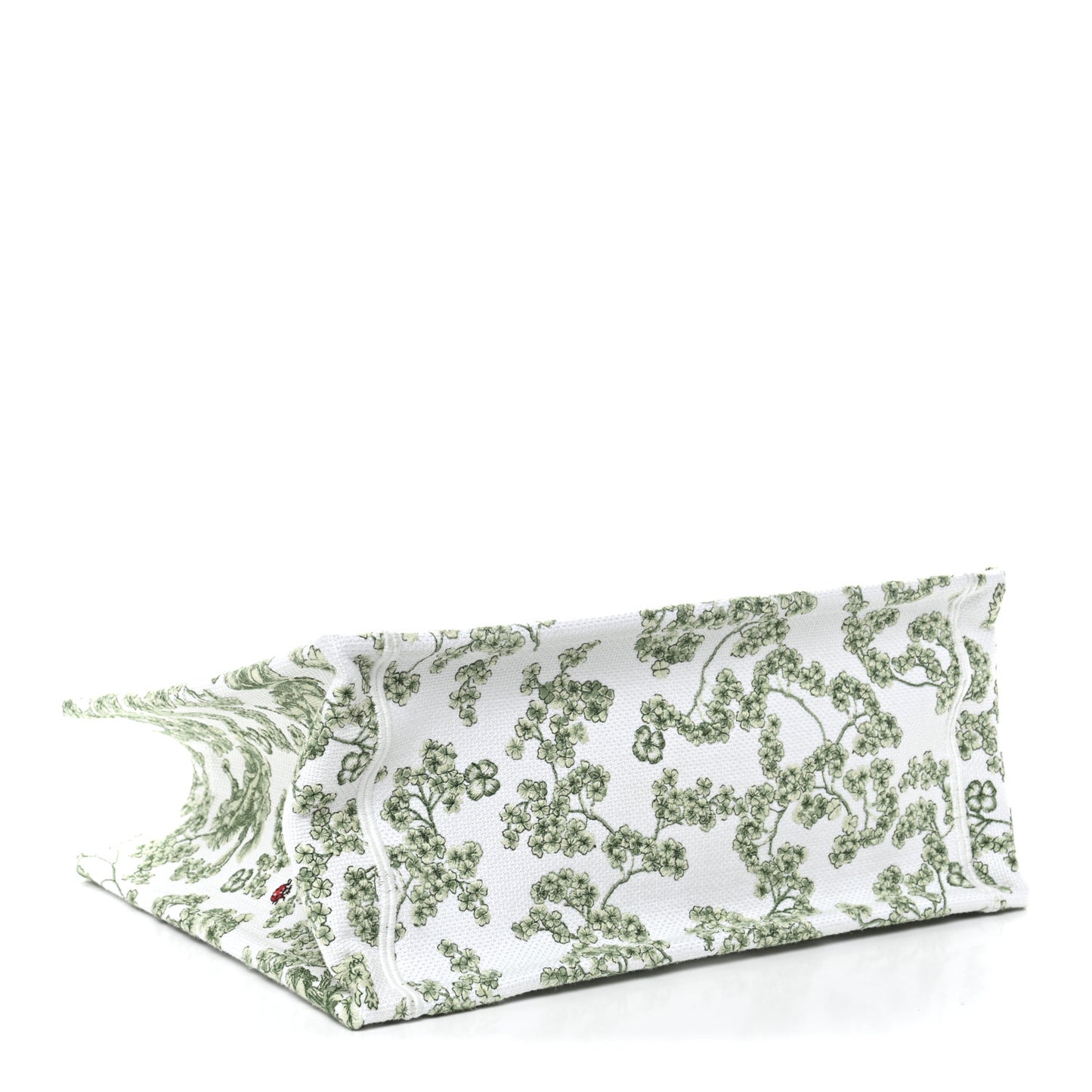 Cotton Toile De Jouy Clover Embroidered Dior Medaillon Medium Book Tote With Strap Verde Multicolor