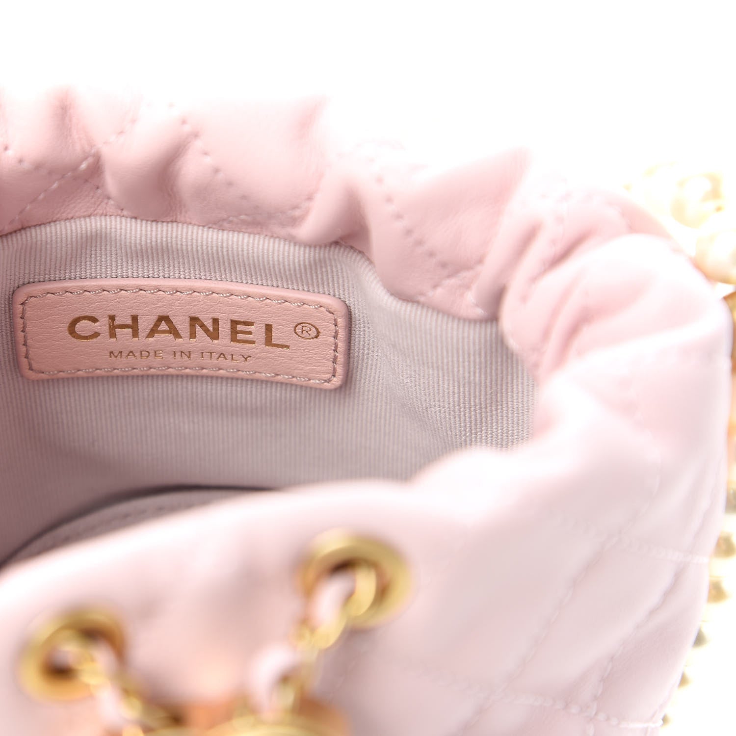 Chanel Calfskin Quilted Pearl Mini About Pearls Drawstring Bucket Light Pink 8 of 11