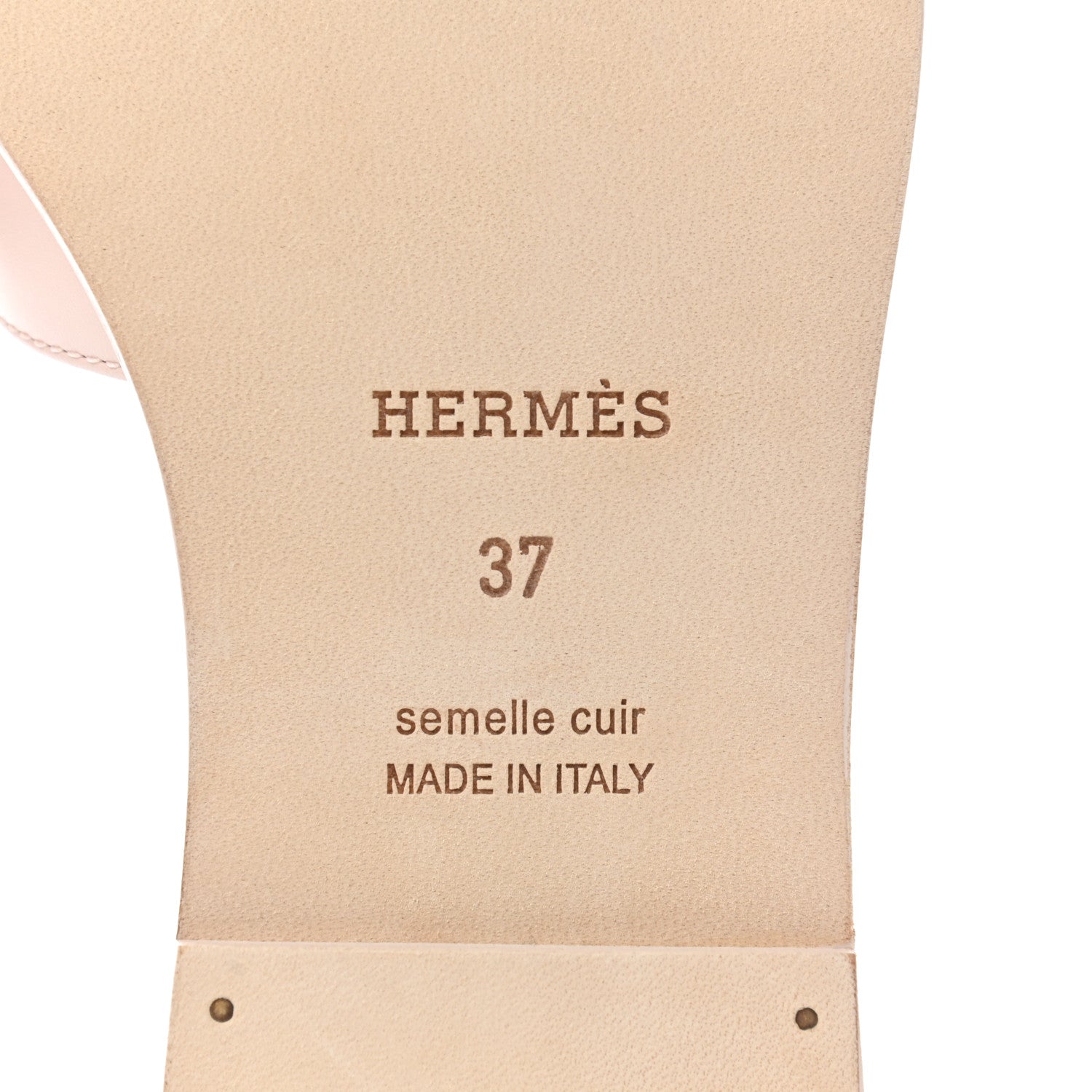 Hermes Box Calfskin Oran Sandals 37 Rose Pale 7 of 9
