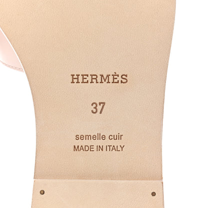 Hermes Box Calfskin Oran Sandals 37 Rose Pale 7 of 9