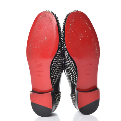 Christian Louboutin Calfskin Studded Womens Fred Clous Flats 40.5 Black Gun 7 of 14