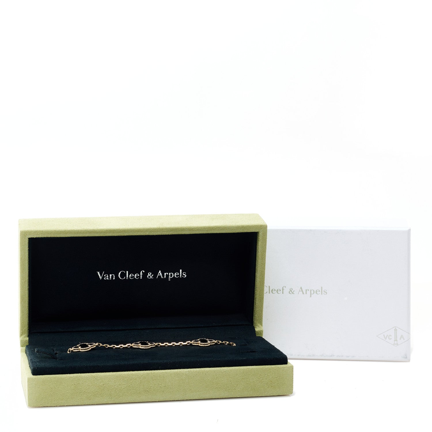 Van Cleef & Arpels 18K Yellow Gold Black Onyx 5 Motifs Vintage Alhambra Bracelet 5 of 5