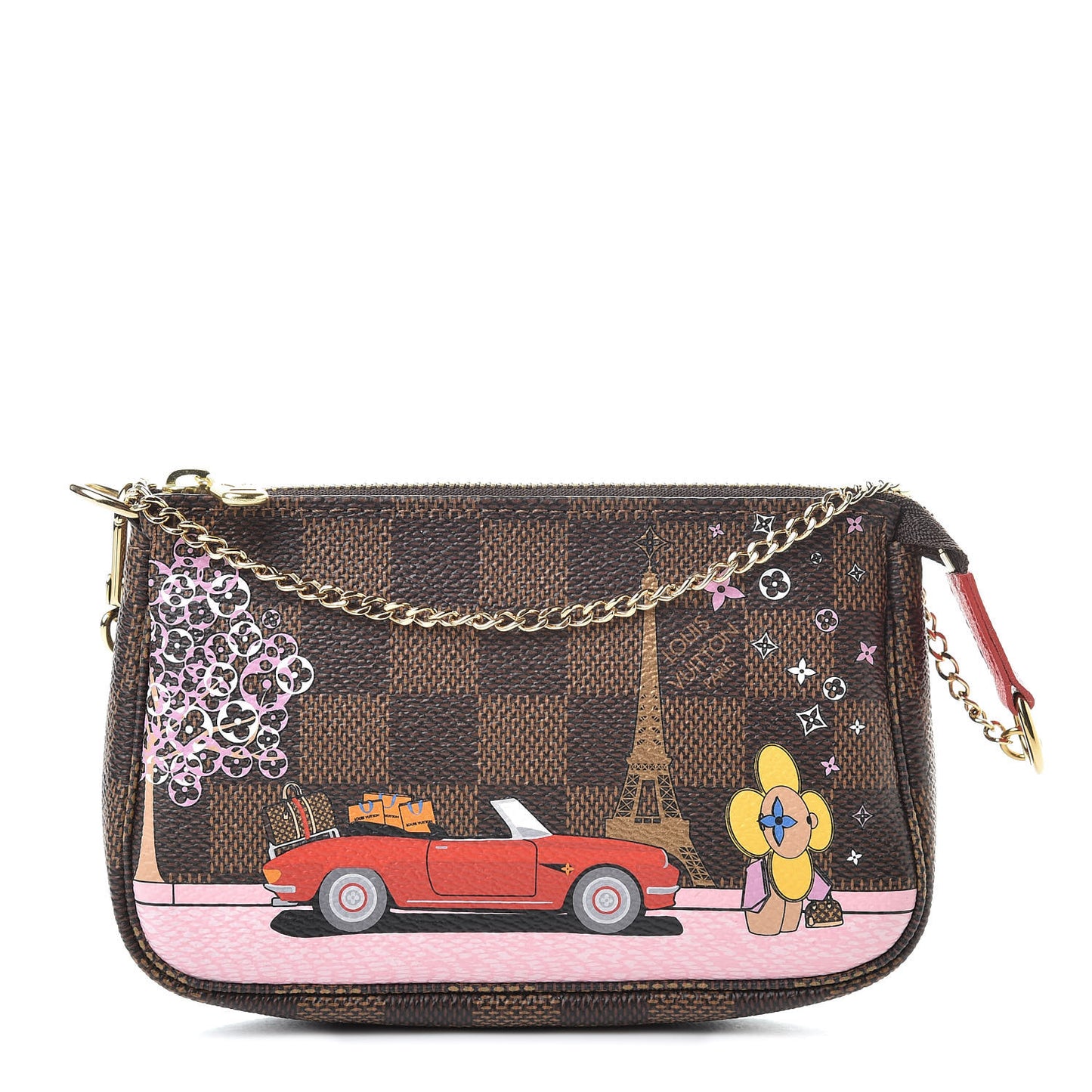 Damier Ebene 2019 Christmas Animation Mini Pochette Accessories Red