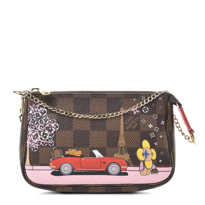 Louis Vuitton Damier Ebene 2019 Christmas Animation Mini Pochette Accessories Red 1 of 7