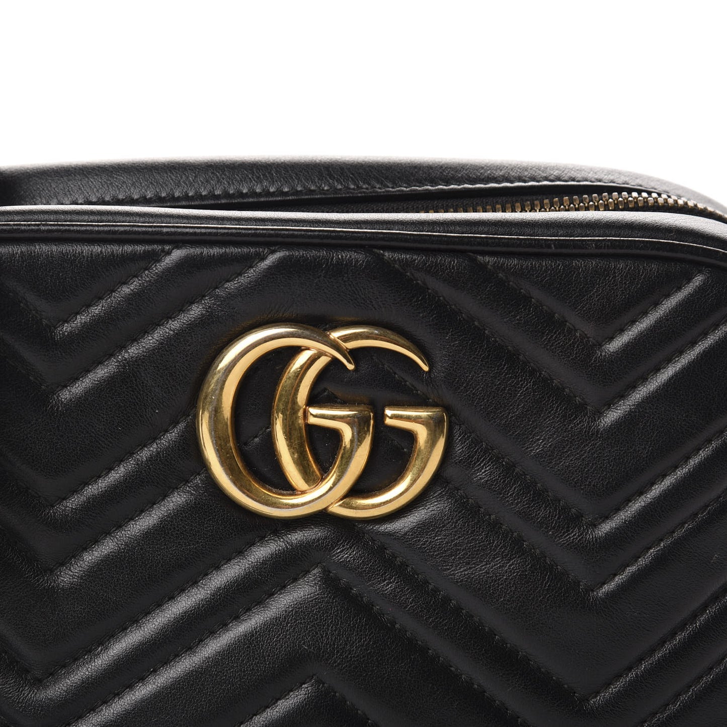 Calfskin Matelasse Small GG Marmont Chain Shoulder Bag Black