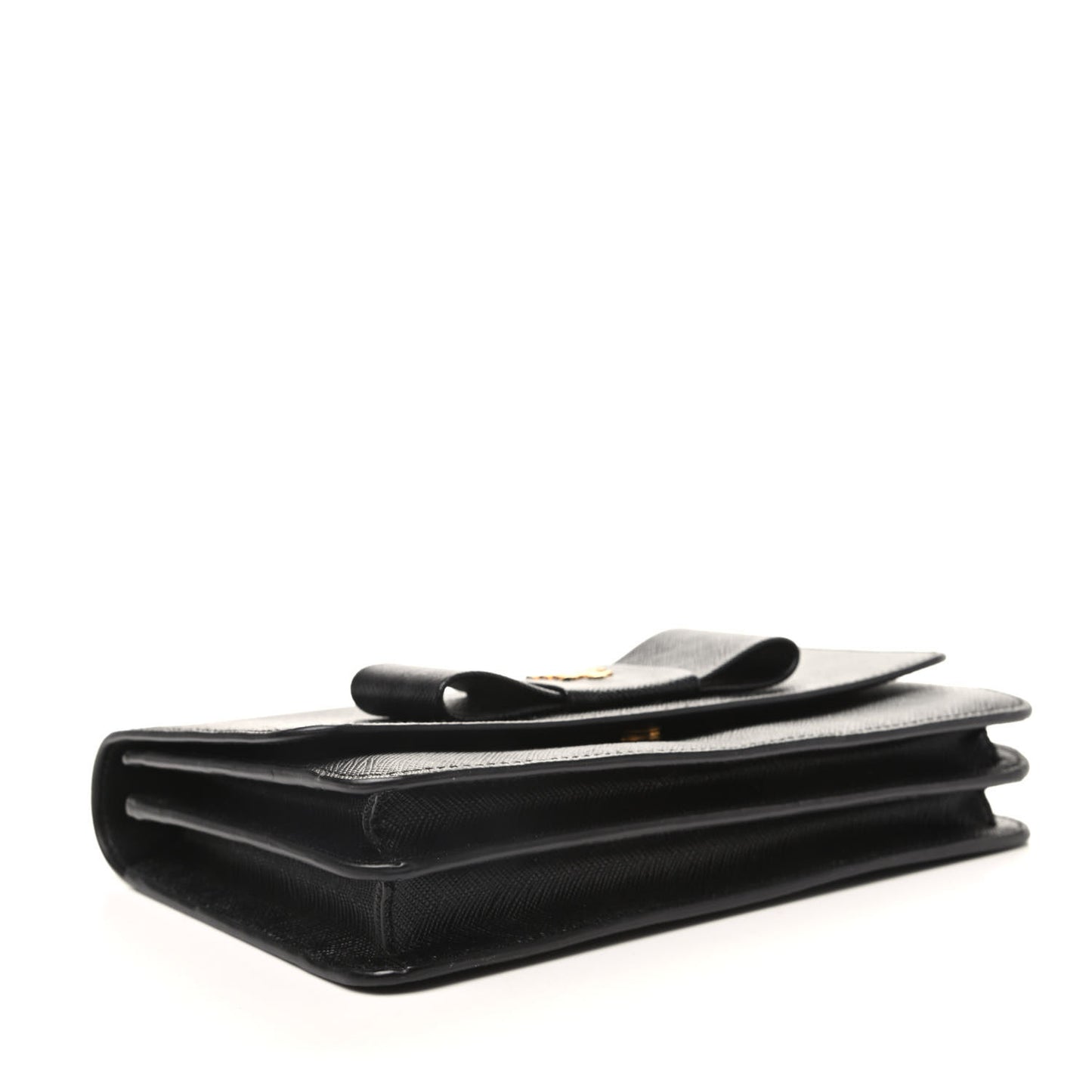 Saffiano Bow Flap Wallet Black