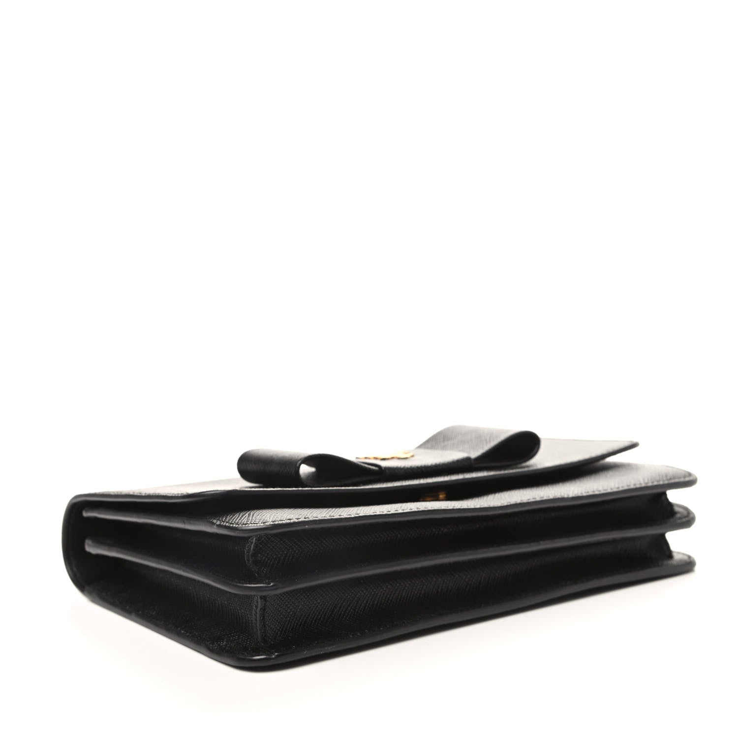 Prada Saffiano Bow Flap Wallet Black 4 of 8