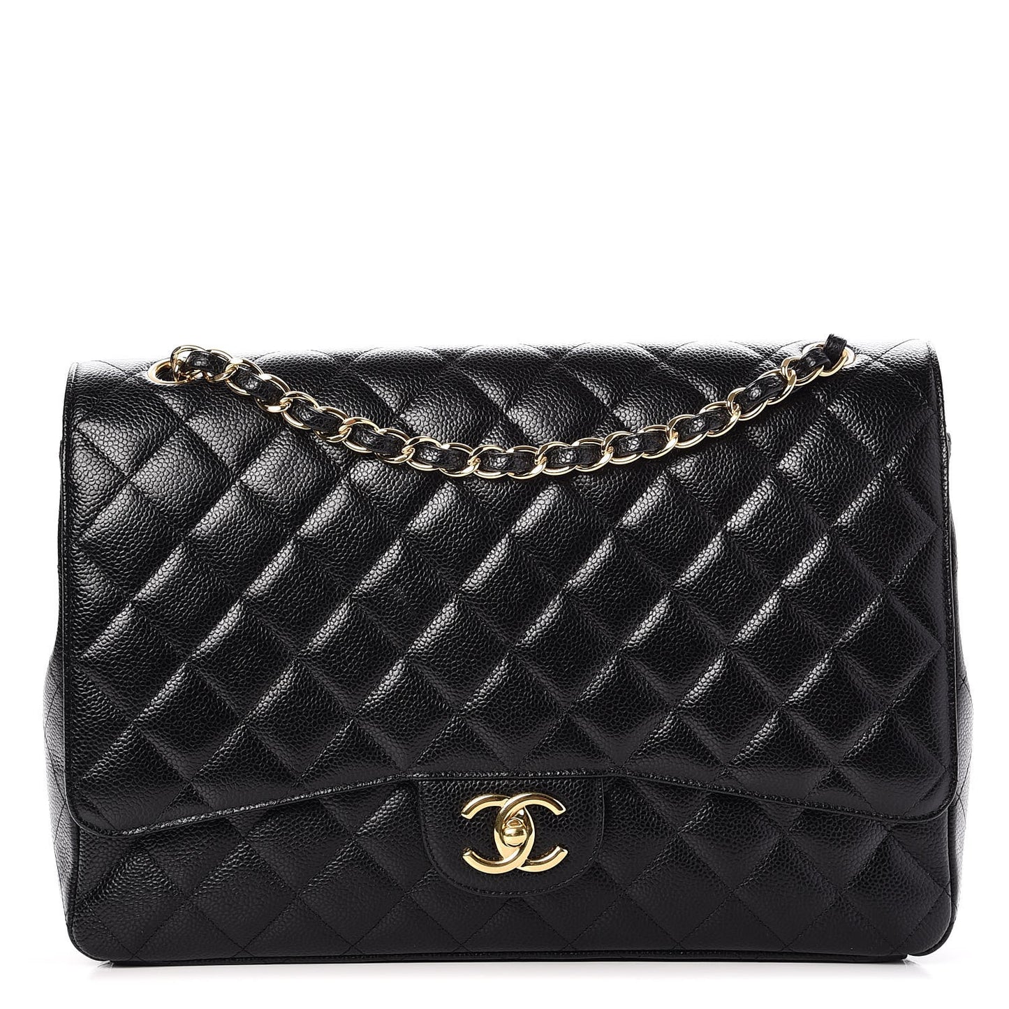 Caviar Quilted Maxi Double Flap Black