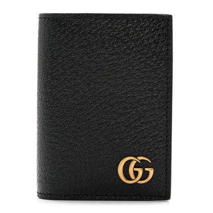 Gucci Calfskin Boar Effect GG Marmont Card Case Black 1 of 10