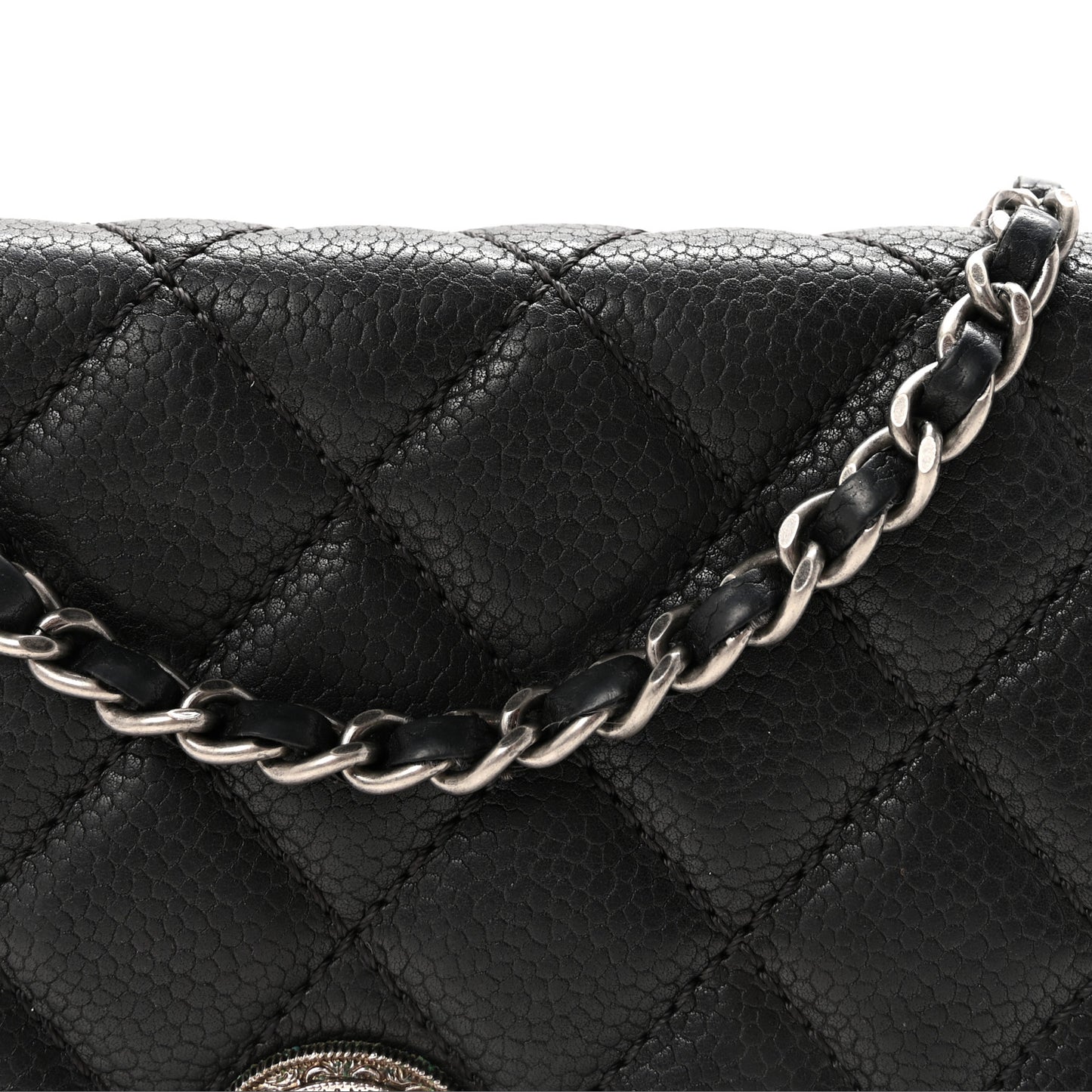 Caviar Quilted Paris Dallas Wallet on Chain WOC Black