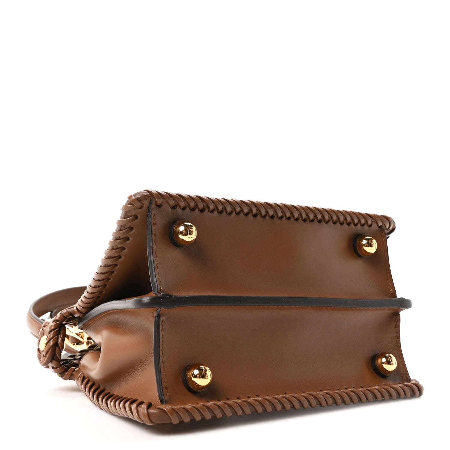 Fendi Vitello King Shiny Nappa Intreccio Petite Peekaboo I SEE U Satchel Gianduia 4 of 11