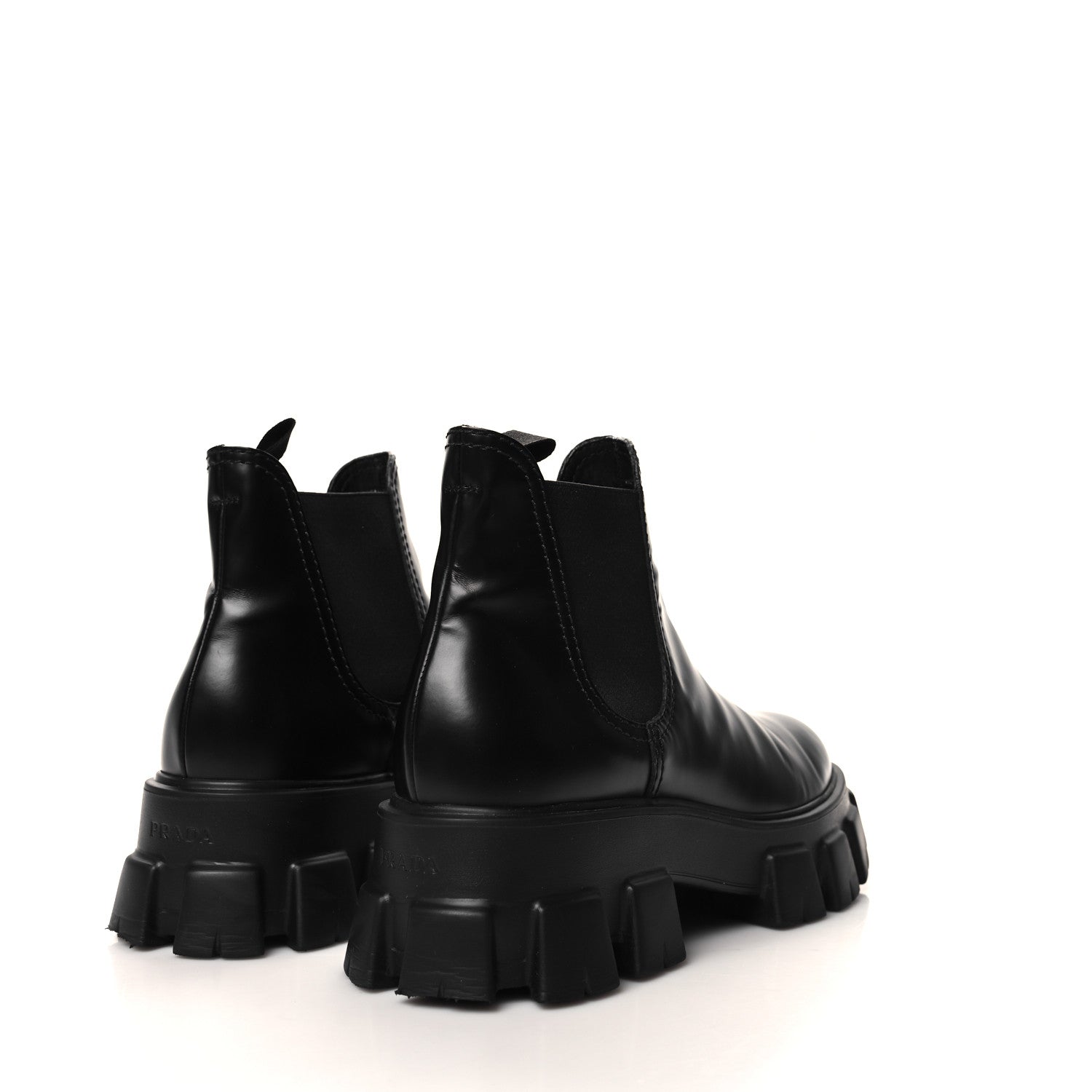 Prada Spazzolato Rois Mens Monolith Chelsea 55mm Ankle Boots 9 Black 4 of 9