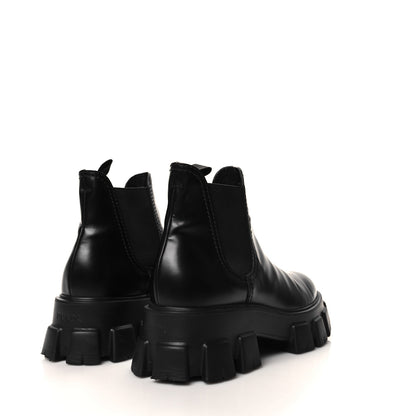 Prada Spazzolato Rois Mens Monolith Chelsea 55mm Ankle Boots 9 Black 4 of 9