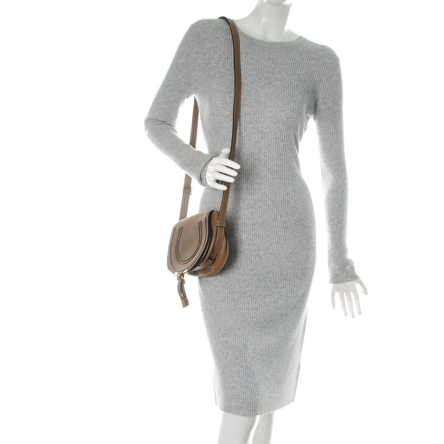 Chloe Calfskin Mini Marcie Round Crossbody Bag Nut 2 of 9