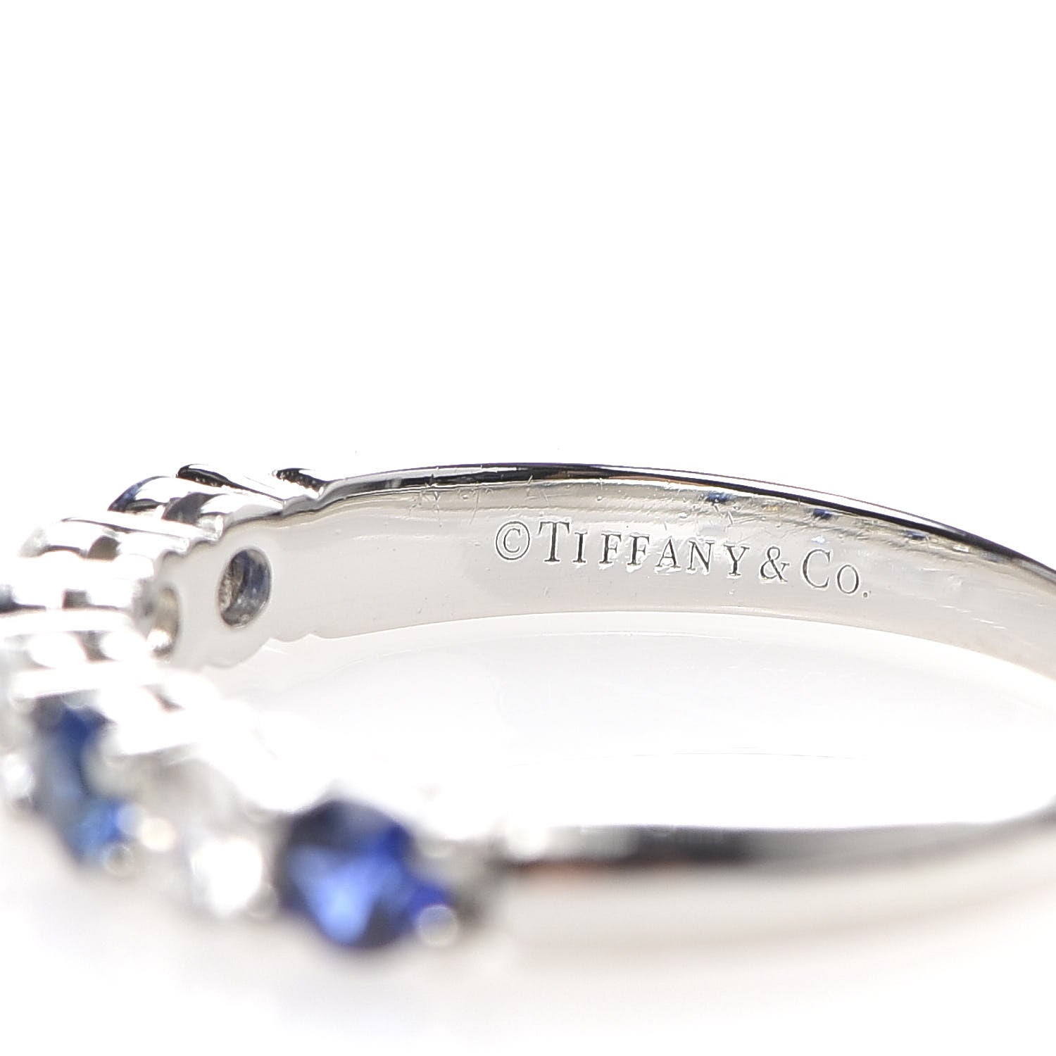 Tiffany Platinum Diamond Blue Sapphire Embrace Ring 49 5 4 of 6