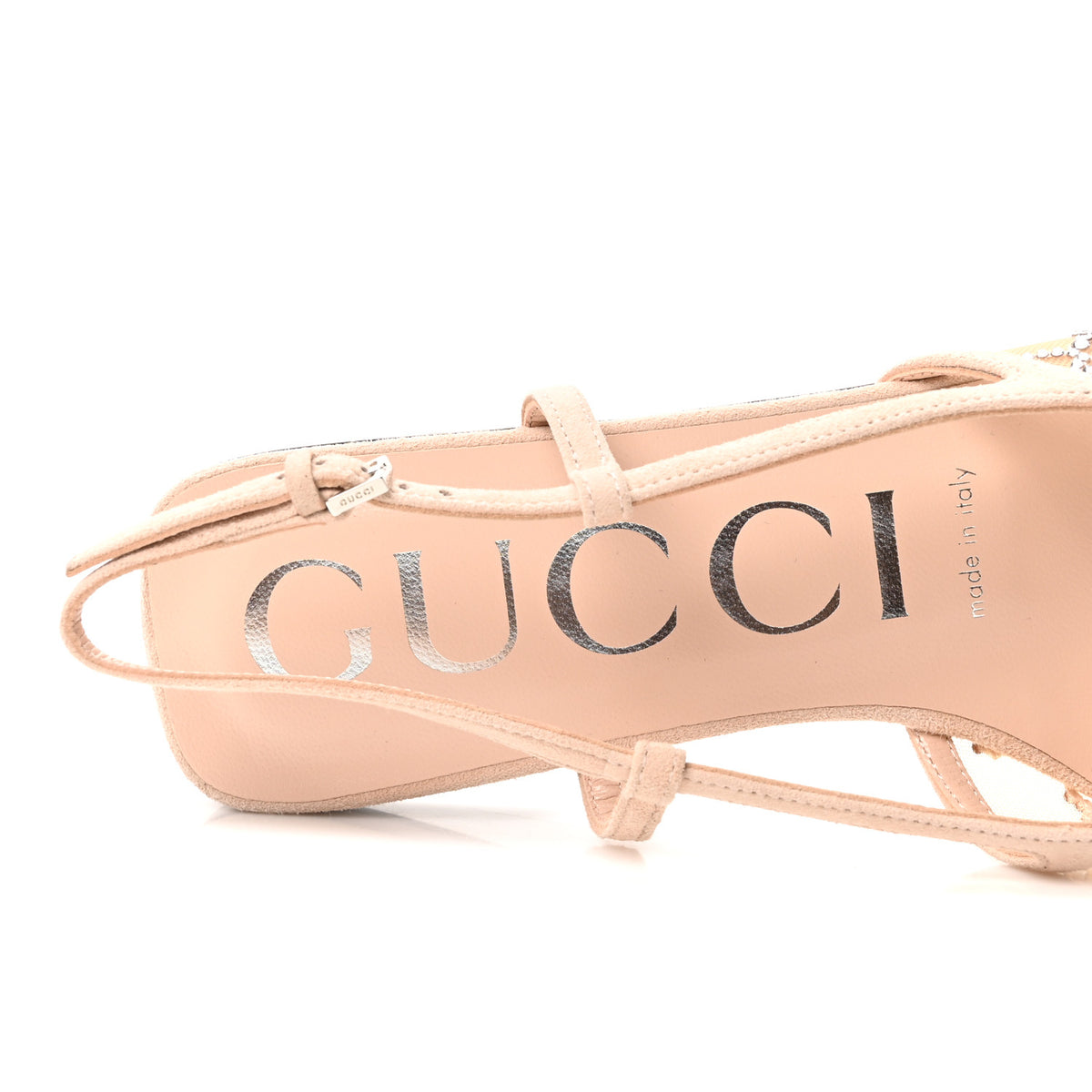 Gucci Suede Mesh Crystal GG Monogram Slingback Ballet Flats 36.5 Light Powder Skin Rose 8 of 9