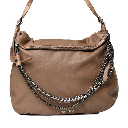Jimmy Choo Lambskin Biker Hobo Beige 7 of 24