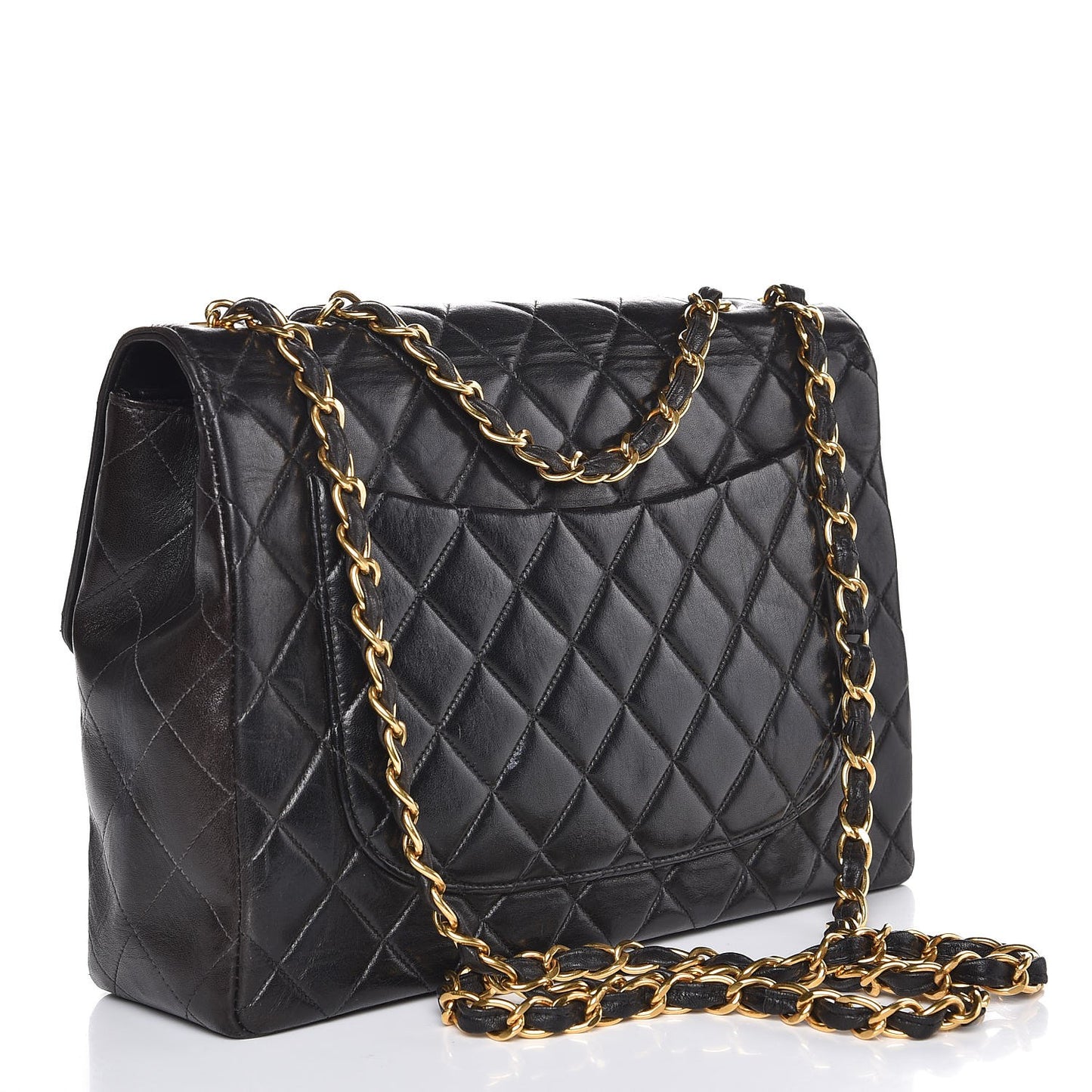 Lambskin Quilted Jumbo Single Flap Black