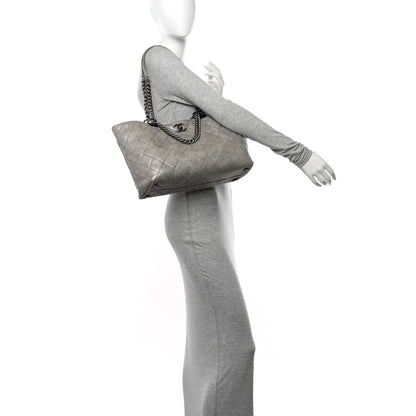 Chanel Metallic Calfskin Quilted Small Shopping In Chains Tote Silver 2 of 10