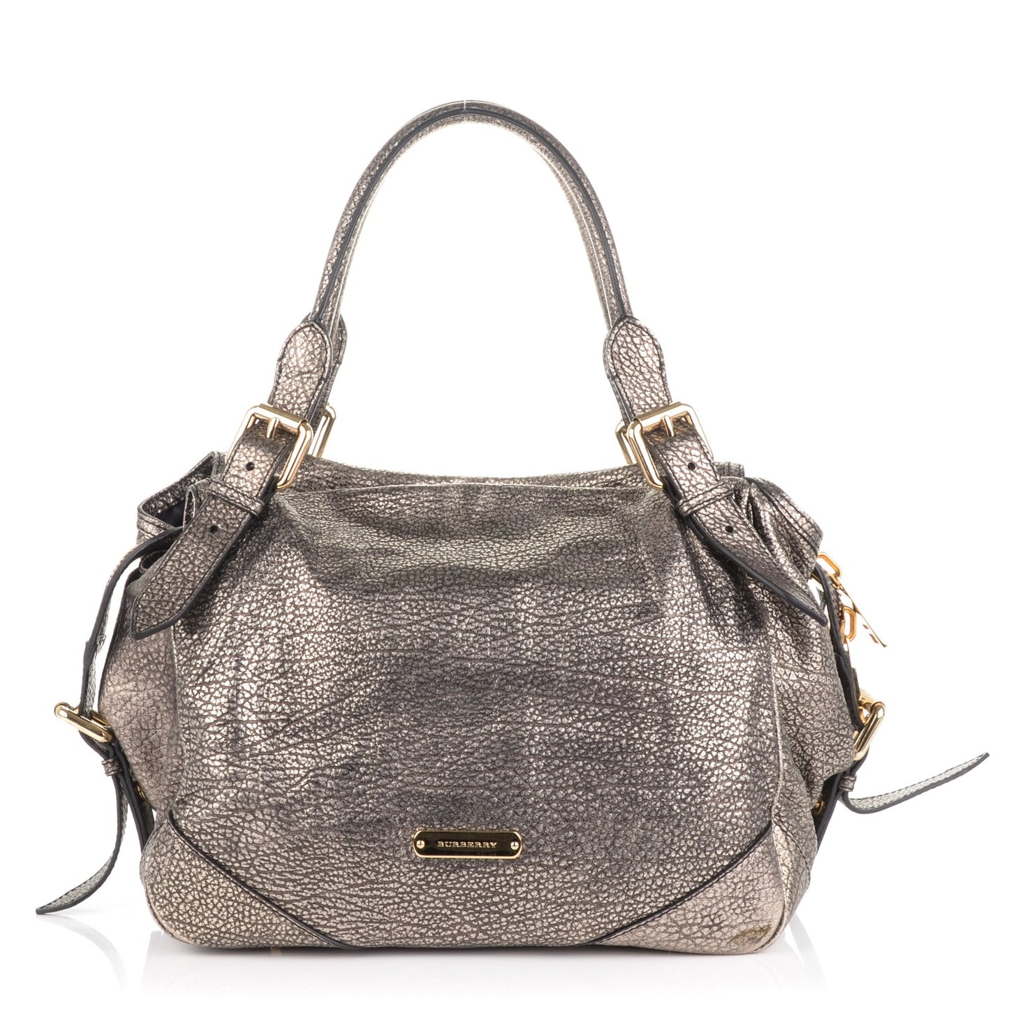 Metallic Grainy Calfskin Large Oakford Tote Silver